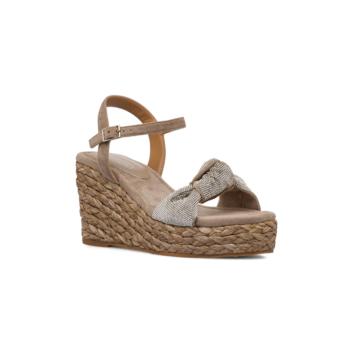 Sandali Zeppe 8,5 cm beige da Donna con fiocco glitter Lora Ferres - Image 2