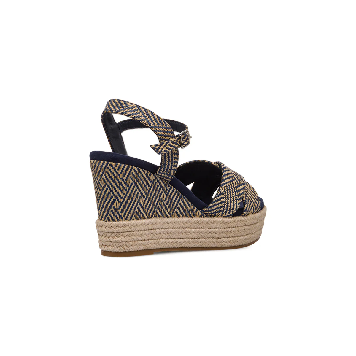 Sandali Zeppe Blu da Donna con tramatura effetto Rafia e tacco 9,5 cm Lora Ferres - Image 3