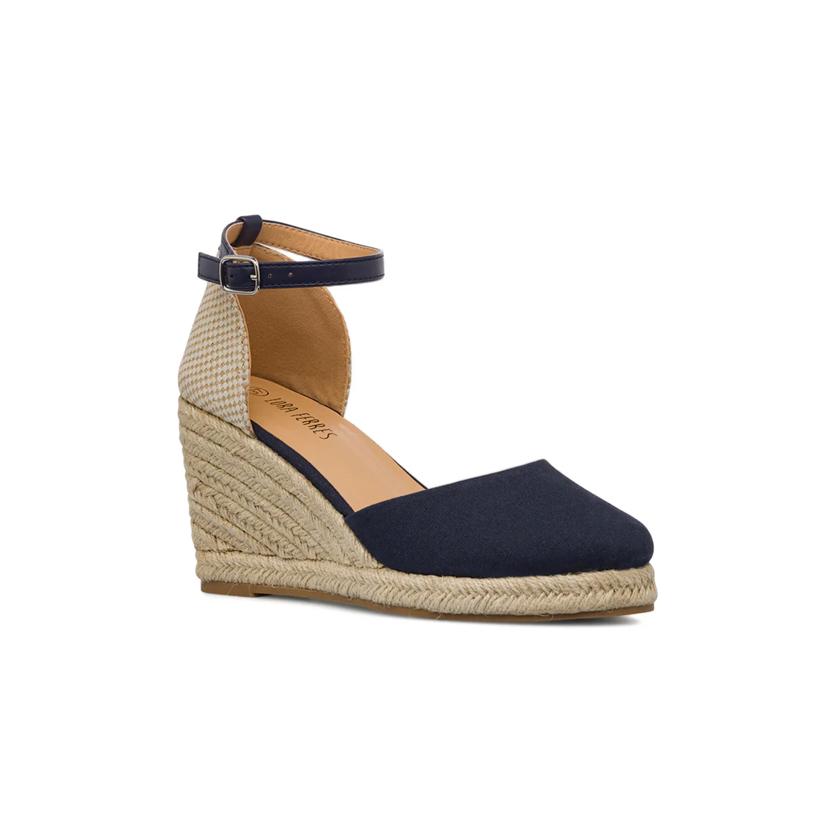 Sandali Zeppe 8,5 cm Blu da Donna in tessuto con cinturino Lora Ferres - Image 5