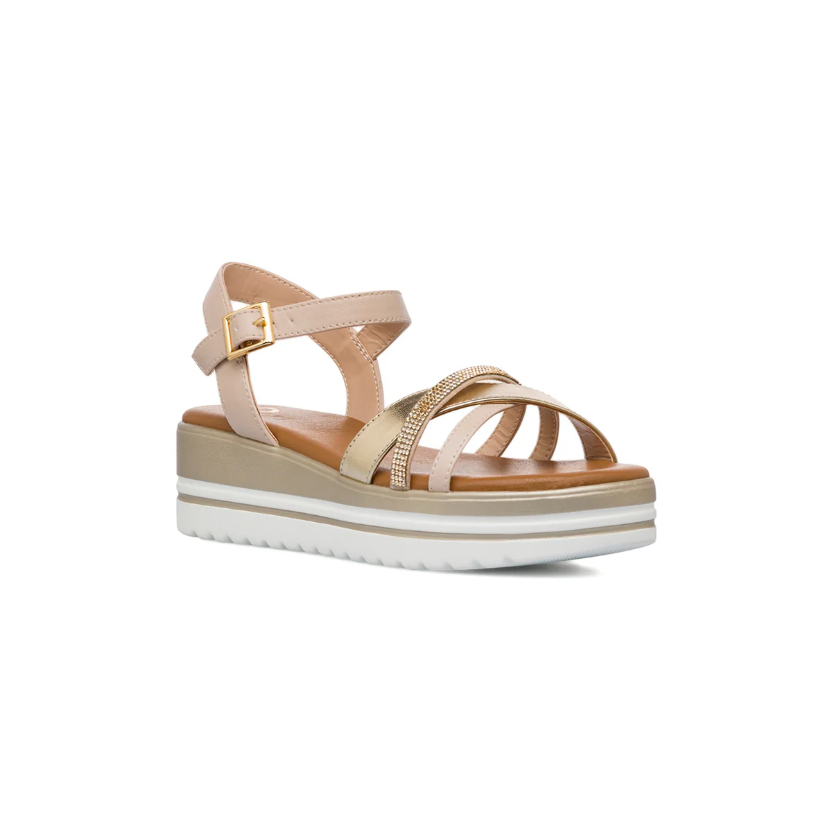 Sandali Zeppe Comfort Beige da Donna con strass P Soft - Image 2