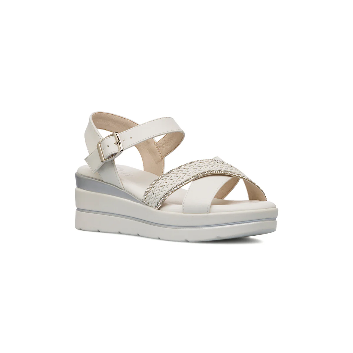 Sandali Zeppe comfort bianchi da Donna con dettaglio intrecciato P Soft - Image 2