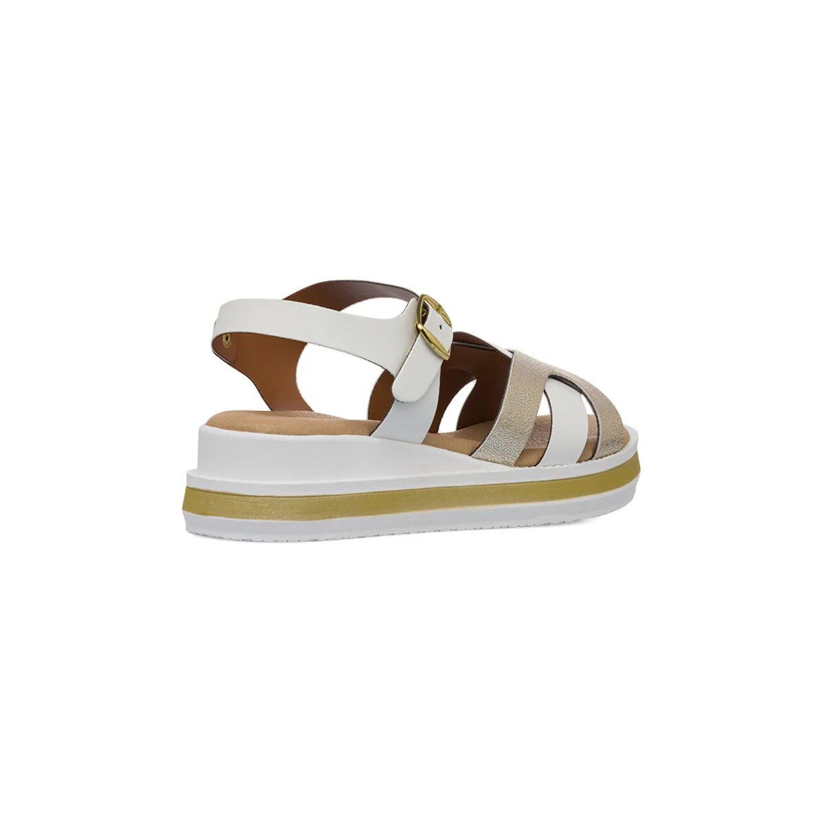 Sandali Zeppe Comfort Bianchi da Donna con inserto argentato P Soft - Image 3