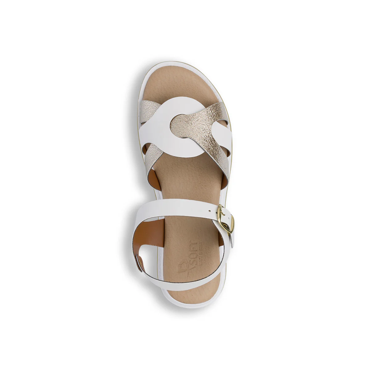 Sandali Zeppe Comfort Bianchi da Donna con inserto argentato P Soft - Image 5