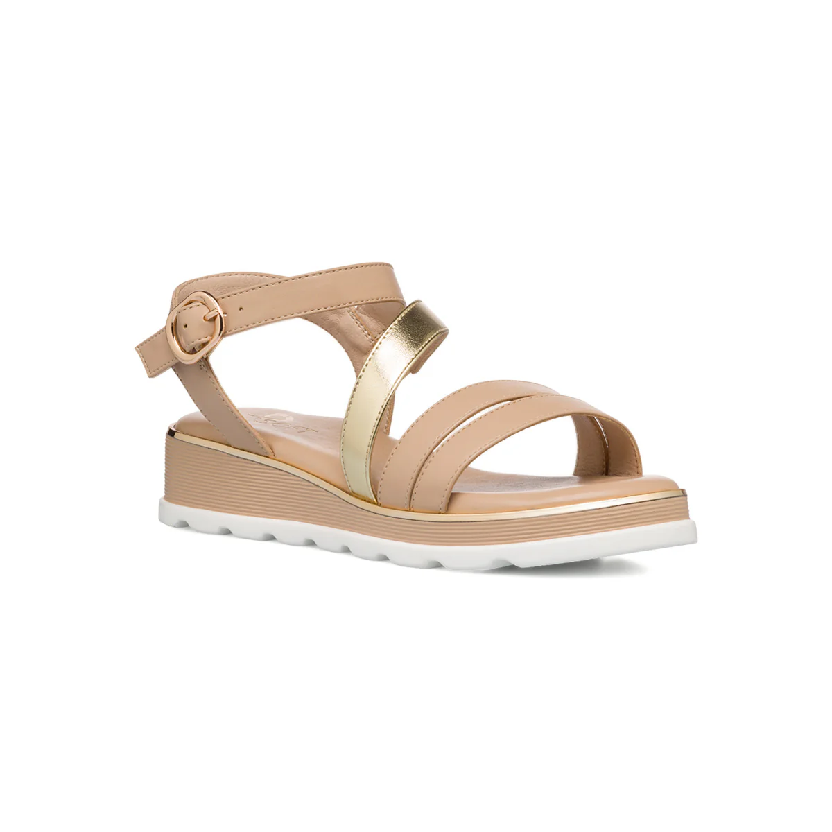 Sandali Zeppe Comfort da Donna Beige con dettaglio oro P Soft - Image 2