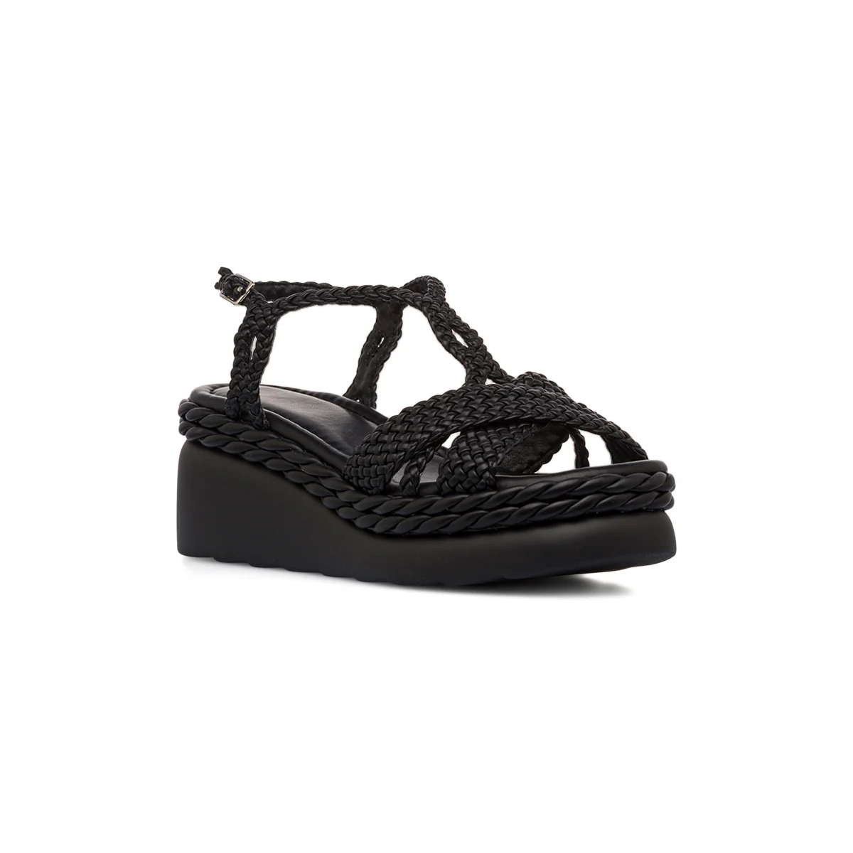 Sandali Zeppe Neri da Donna con Intreccio e Tacco 6,5 cm Swish Jeans - Image 2