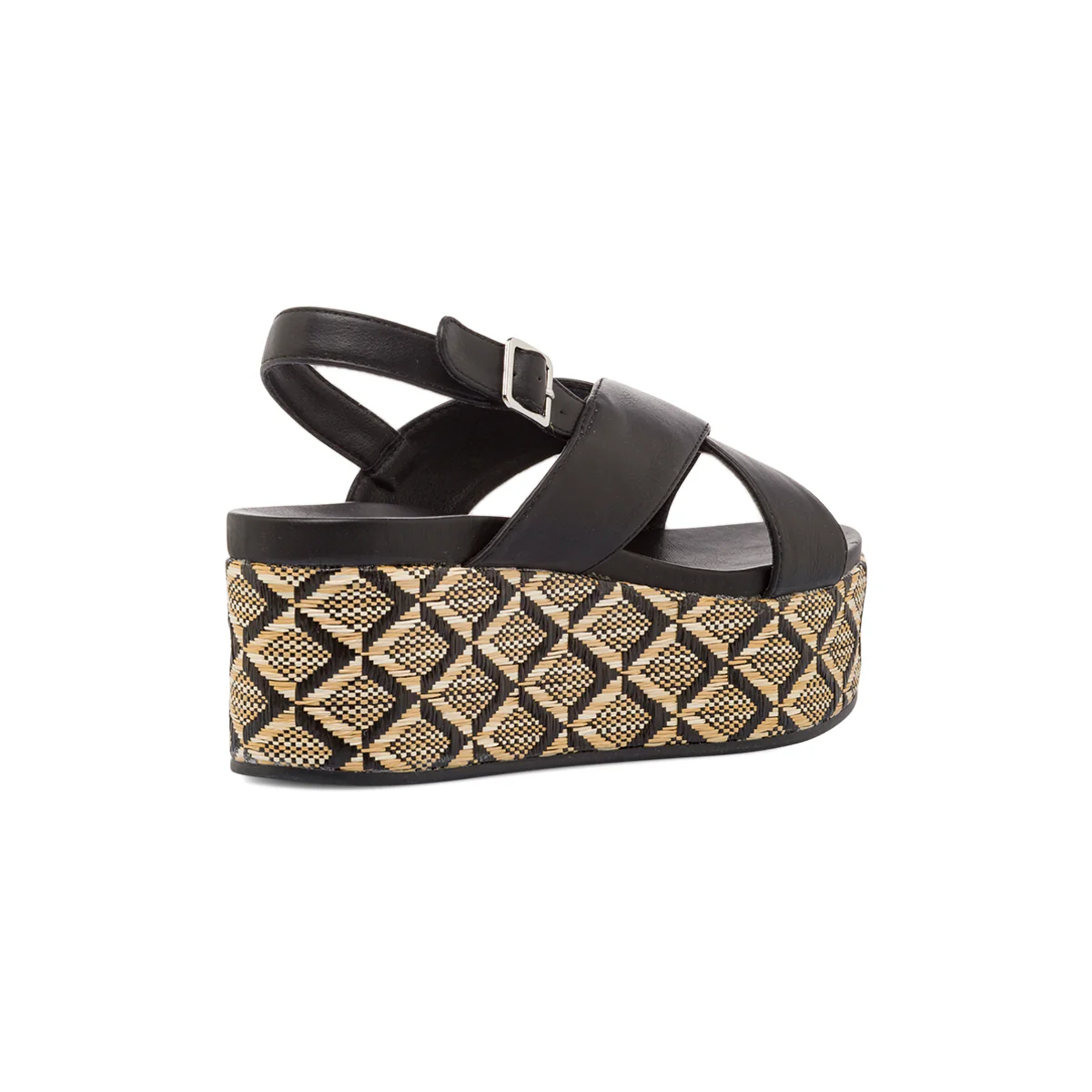 Sandali Zeppe Neri da Donna con Tacco 6 cm e Suola effetto Rafia Swish Jeans - Image 2