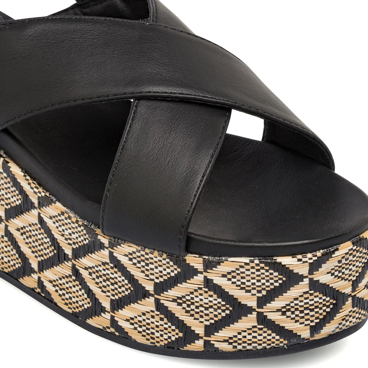 Sandali Zeppe Neri da Donna con Tacco 6 cm e Suola effetto Rafia Swish Jeans - Image 5