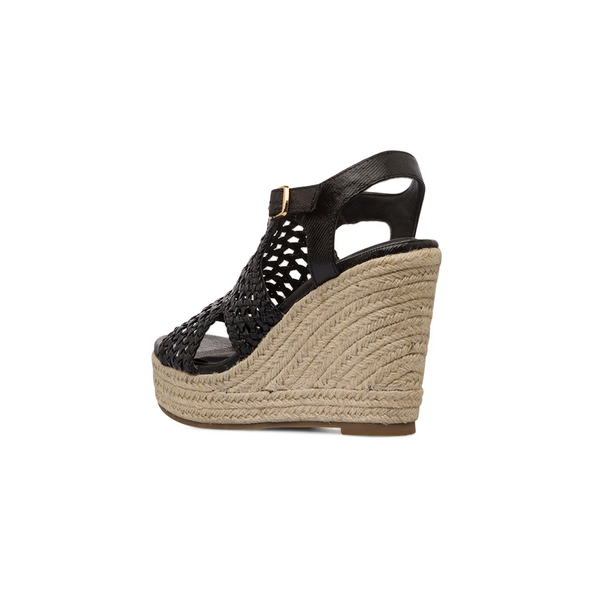 Sandali Zeppe Neri da Donna con tomaia motivo Intrecciato e Tacco 10,5 cm Lora Ferres - Image 3