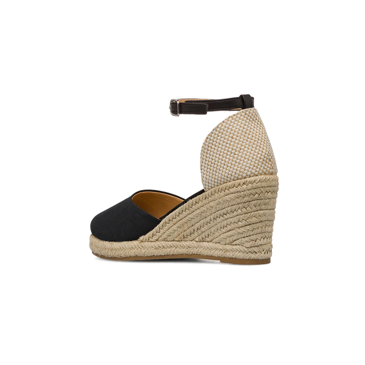 Sandali Zeppe 8,5 cm neri da Donna in tessuto con cinturino alla caviglia Lora Ferres - Image 6