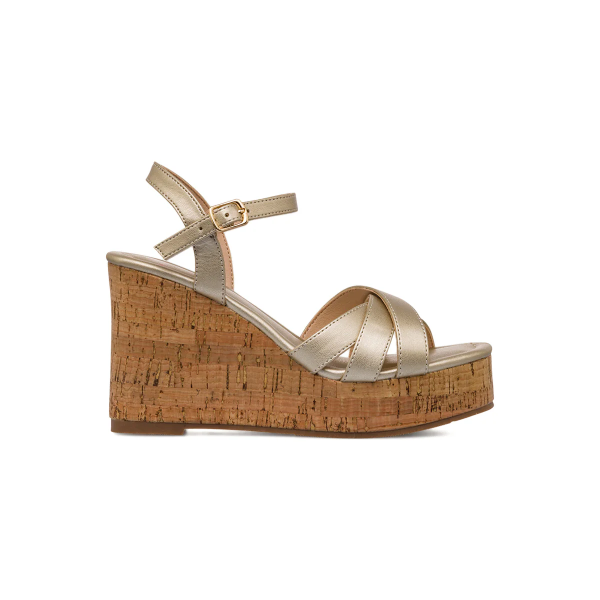Sandali Zeppe Oro da Donna con cinturino alla caviglia e tacco 10 cm Swish Jeans