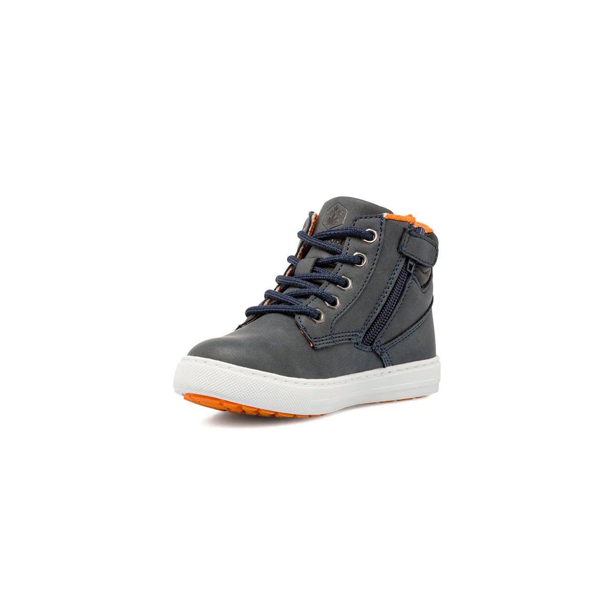 Scarpe alte da bambino blu Lumberjack con interni arancioni zip - Image 4