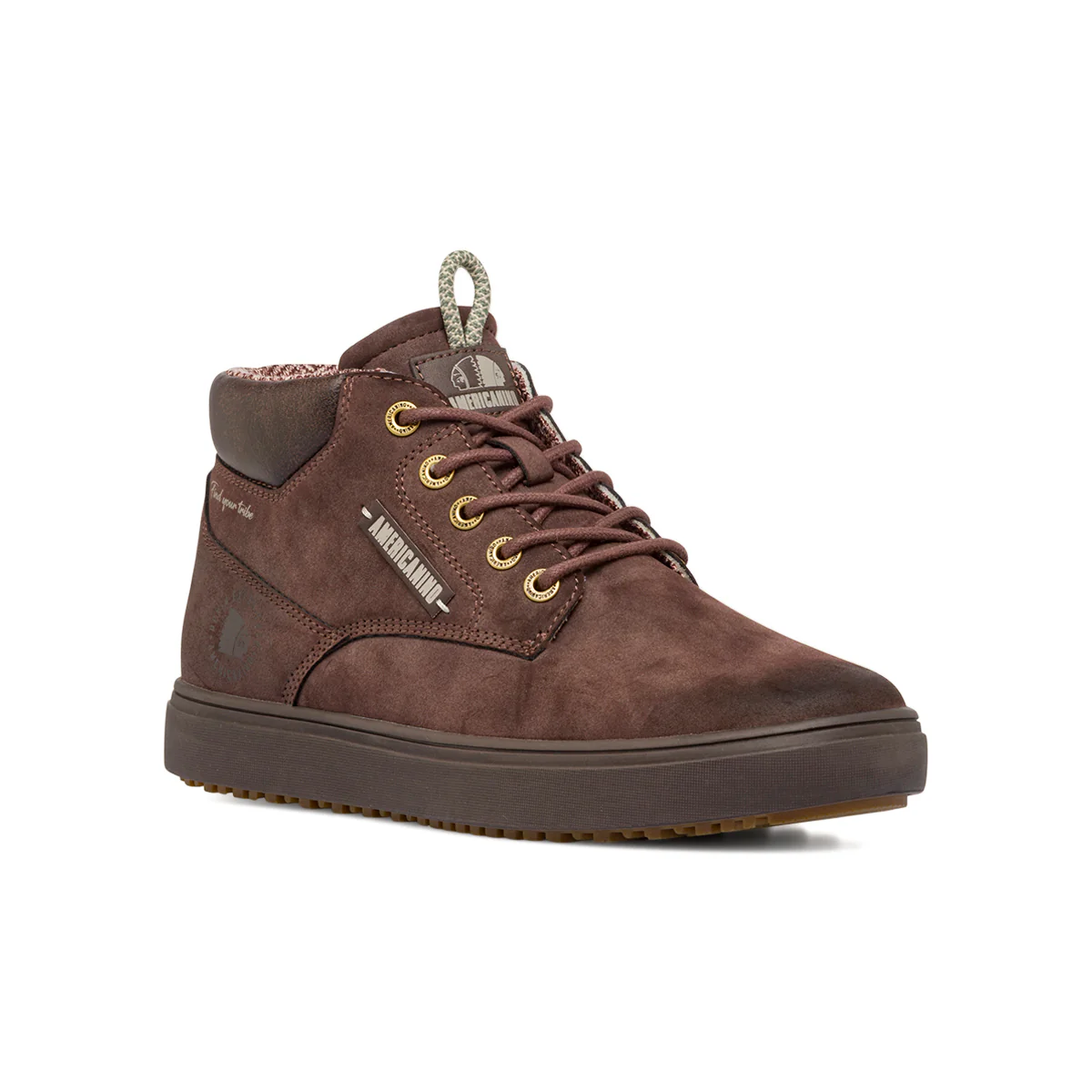 Scarpe alte da uomo Americanino marroni con occhielli dorati - Image 2
