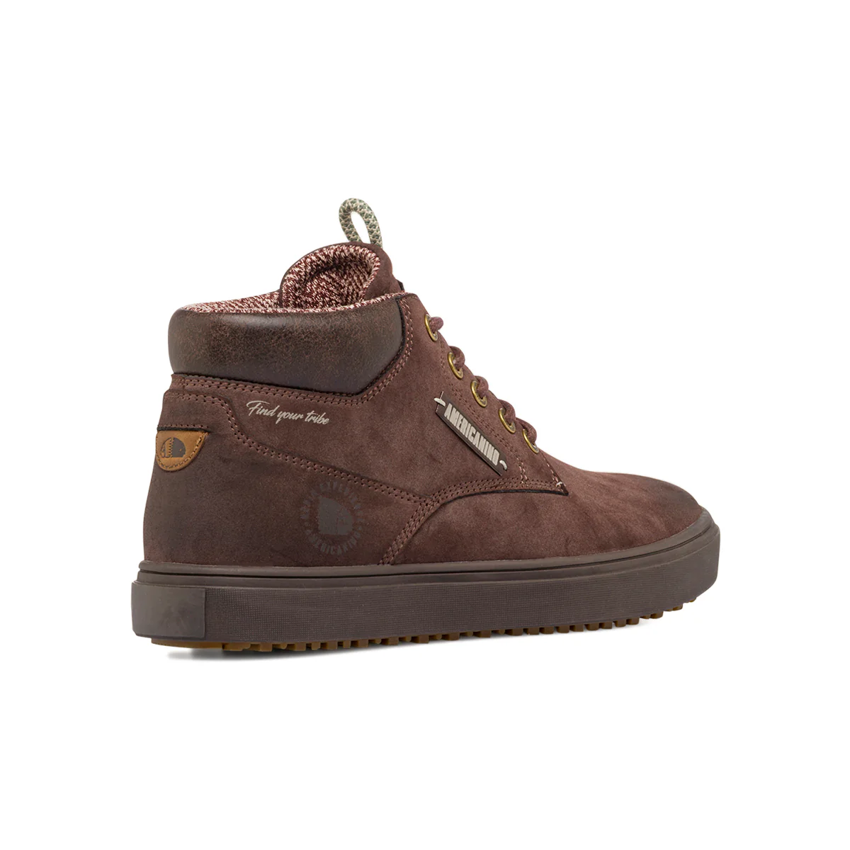 Scarpe alte da uomo Americanino marroni con occhielli dorati - Image 3