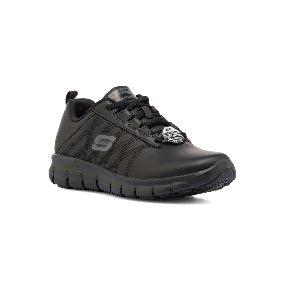 Scarpe antinfortunistiche nere da Donna in pelle Skechers Work Fashion Fit - Image 2