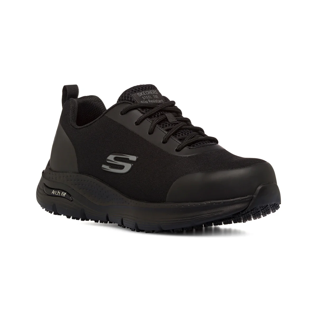 Scarpe antinfortunistiche nere da Uomo in pelle Skechers Work Arch Fit - Image 2