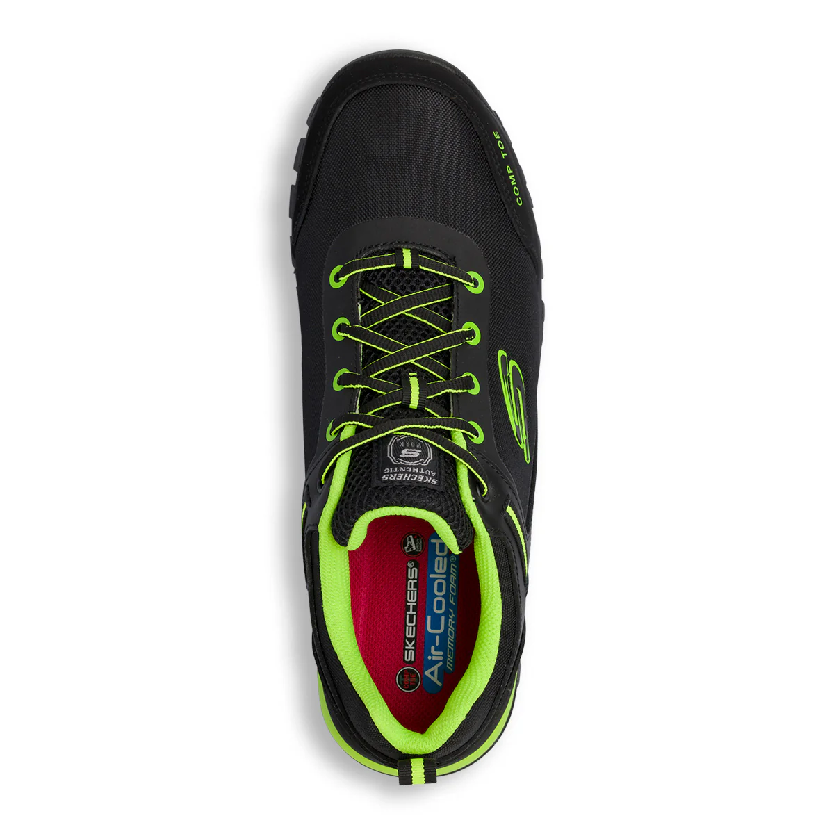 Scarpe antinfortunistiche nere e verdi da Uomo in pelle e Memory Foam Skechers Work - Image 5