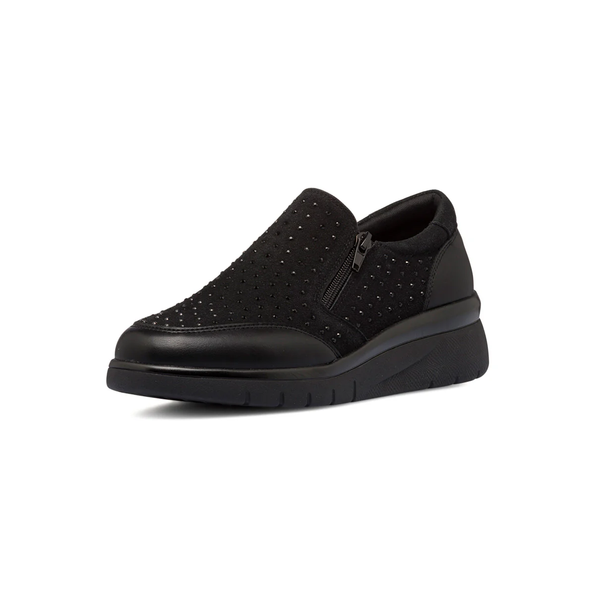 Scarpe casual nere da donna con strass e zip laterale P Eco Friendly - Image 2