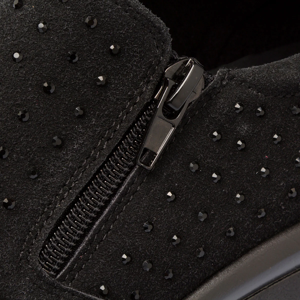 Scarpe casual nere da donna con strass e zip laterale P Eco Friendly - Image 6