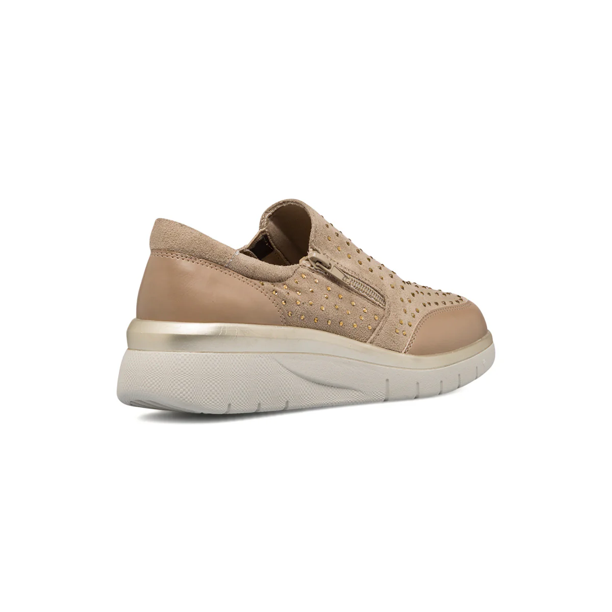Scarpe casual taupe da donna con strass e zip laterale P Eco Friendly - Image 3
