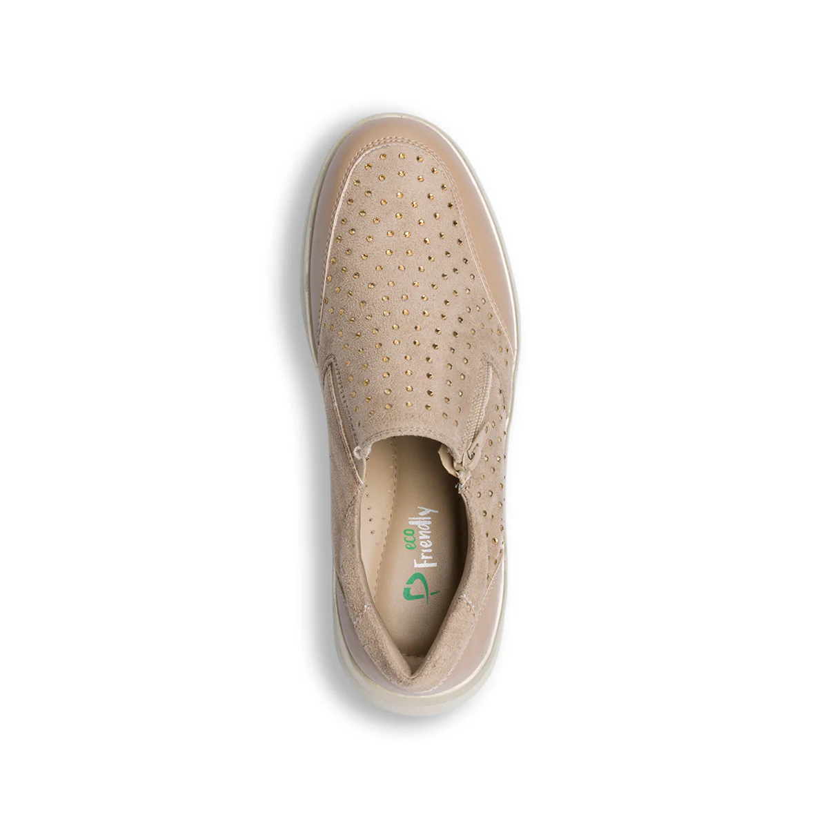 Scarpe casual taupe da donna con strass e zip laterale P Eco Friendly - Image 7