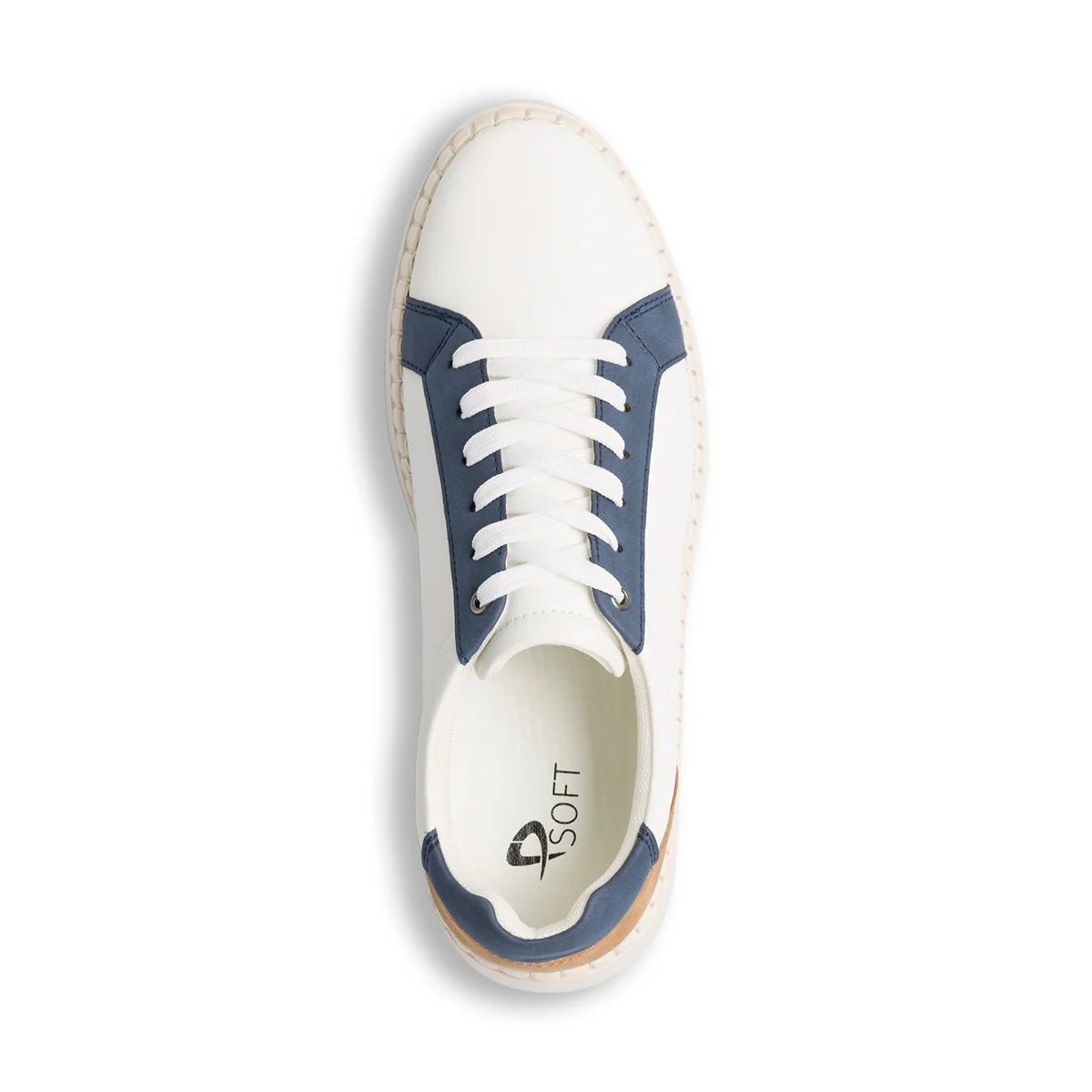 Scarpe comfort bianche con dettagli blu e marronI da uomo P Soft - Image 4