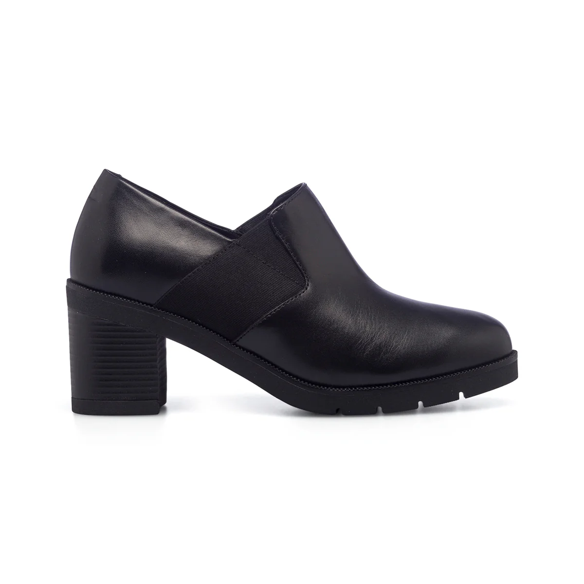 Scarpe comfort nere da donna con inserti elastici e tacco 6 cm Formawell