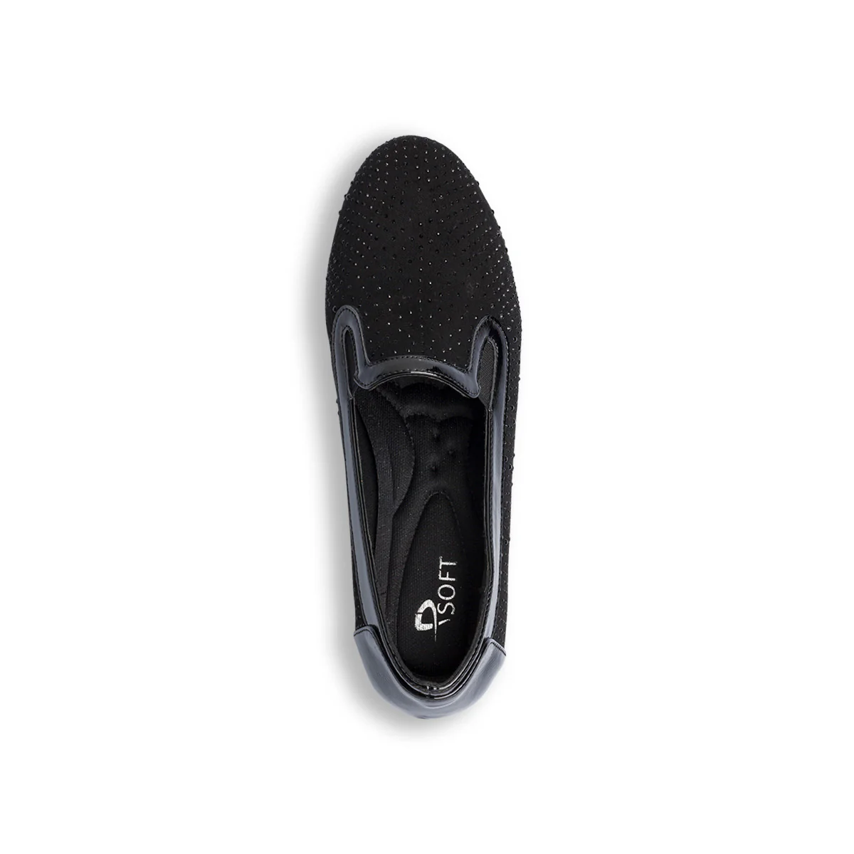 Scarpe comfort nere da donna con strass e zeppa P Soft - Image 7