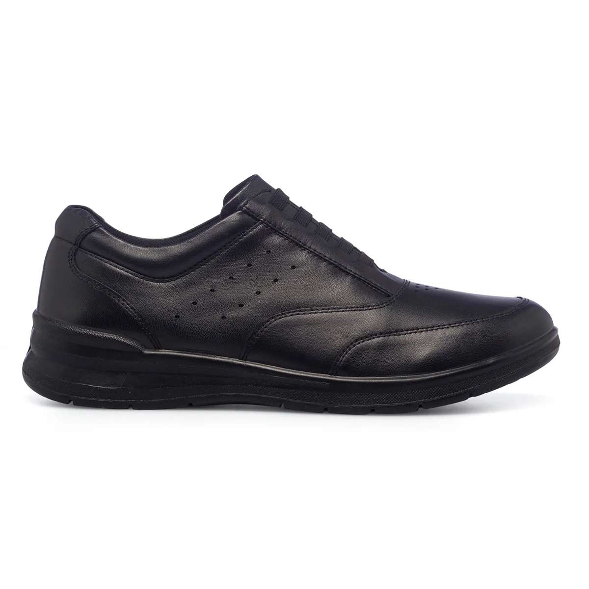 Scarpe comfort nere da uomo in pelle con dettagli traforati P Soft