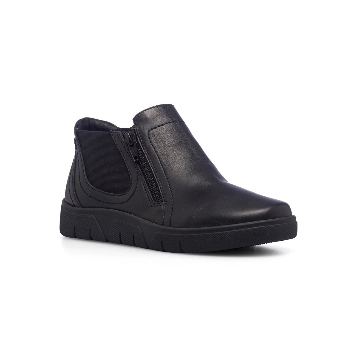 Scarpe comfort nere in pelle da donna con inserti elastici Formawell - Image 2