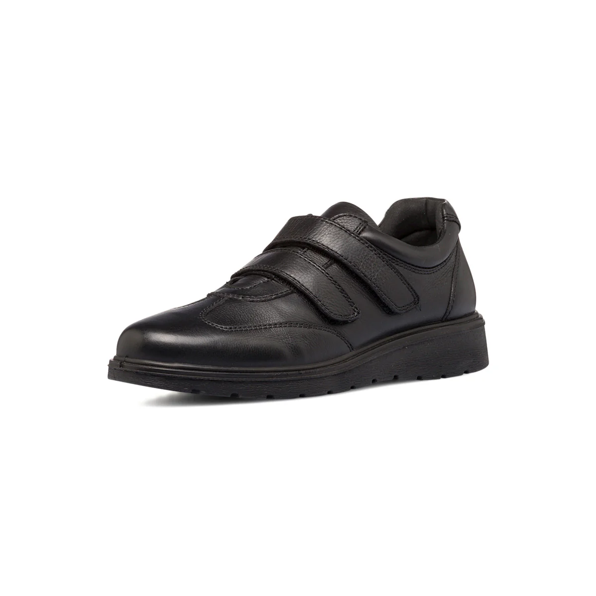 Scarpe comfort nere in pelle da uomo con doppio velcro Primopiano - Image 2