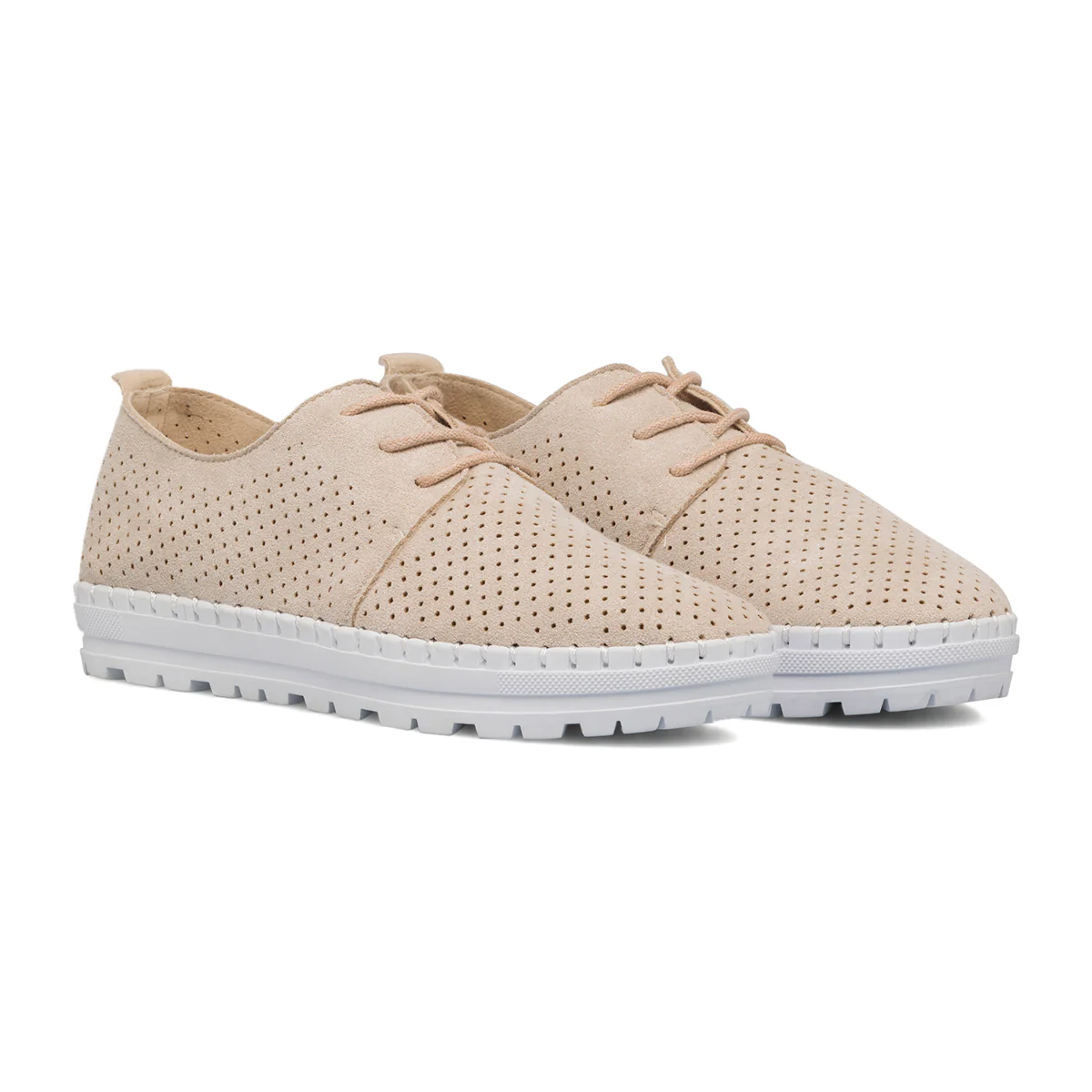 Scarpe comfort traforate beige da donna P Soft - Image 4