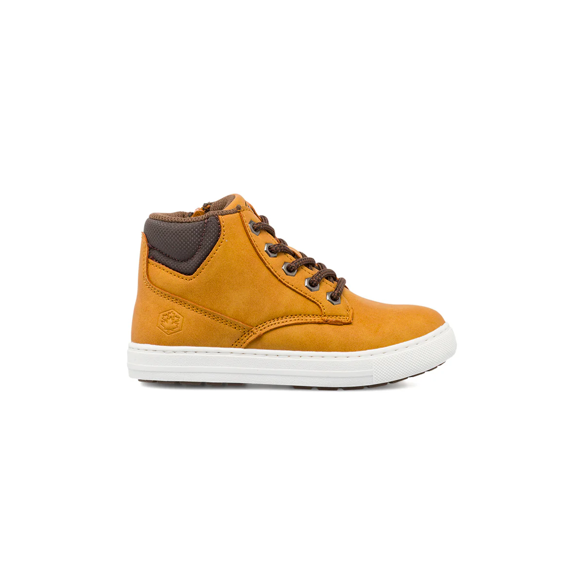 Scarpe da bambino ocra Lumberjack con lacci marroni e chiusura a zip