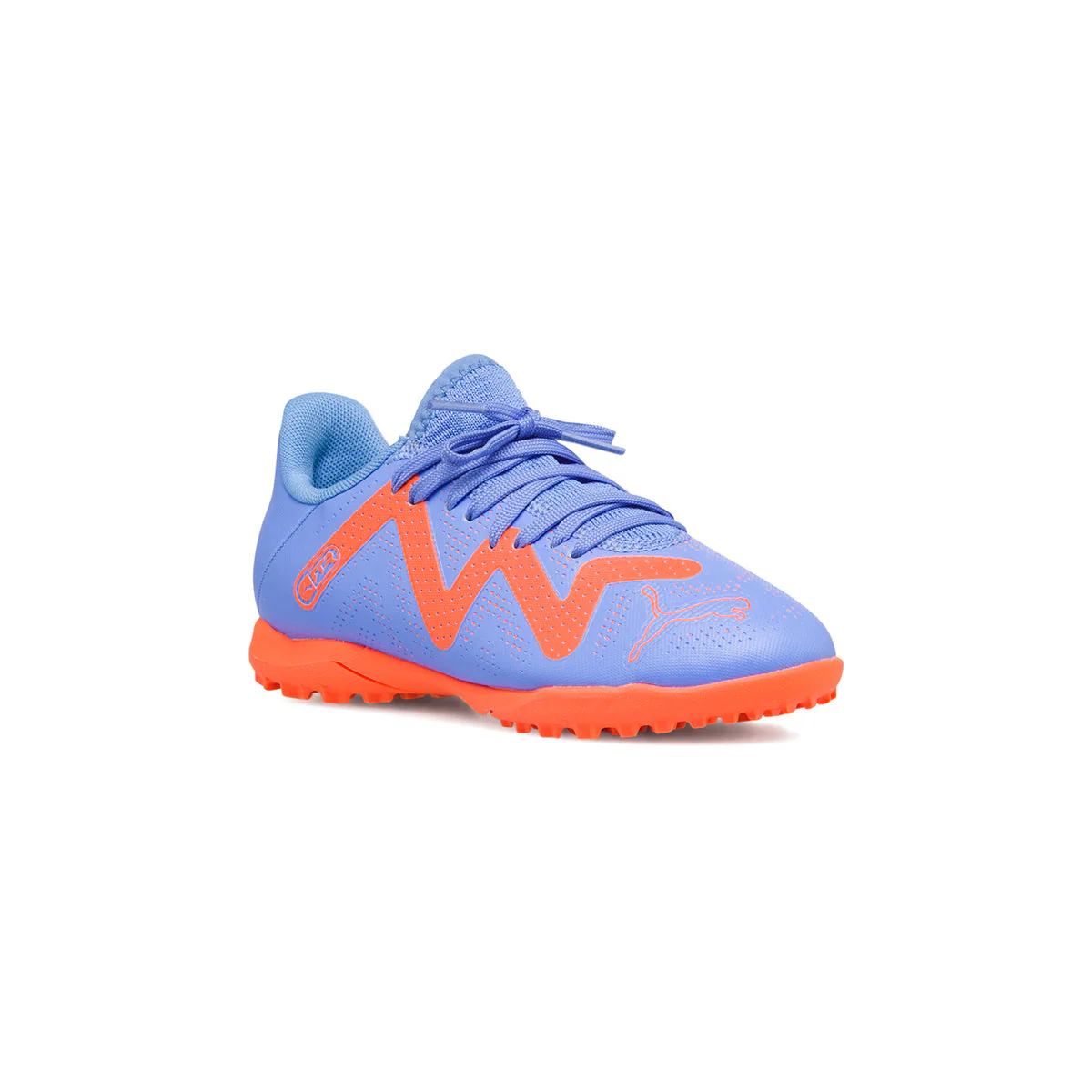 Scarpe da calcetto azzurre e arancioni da bambino Puma Future Play TT Jr - Image 2