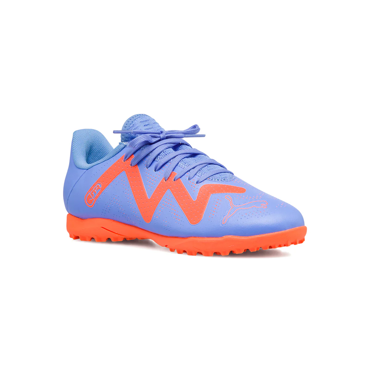 Scarpe da calcetto azzurre e arancioni da ragazzo Puma Future Play TT Jr - Image 2