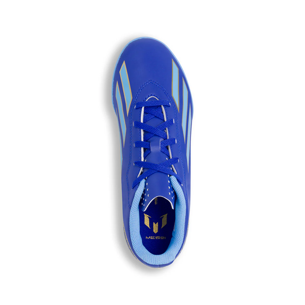 Scarpe da calcetto da ragazzo blu e oro adidas Crazyfast Club TF J Messi - Image 2