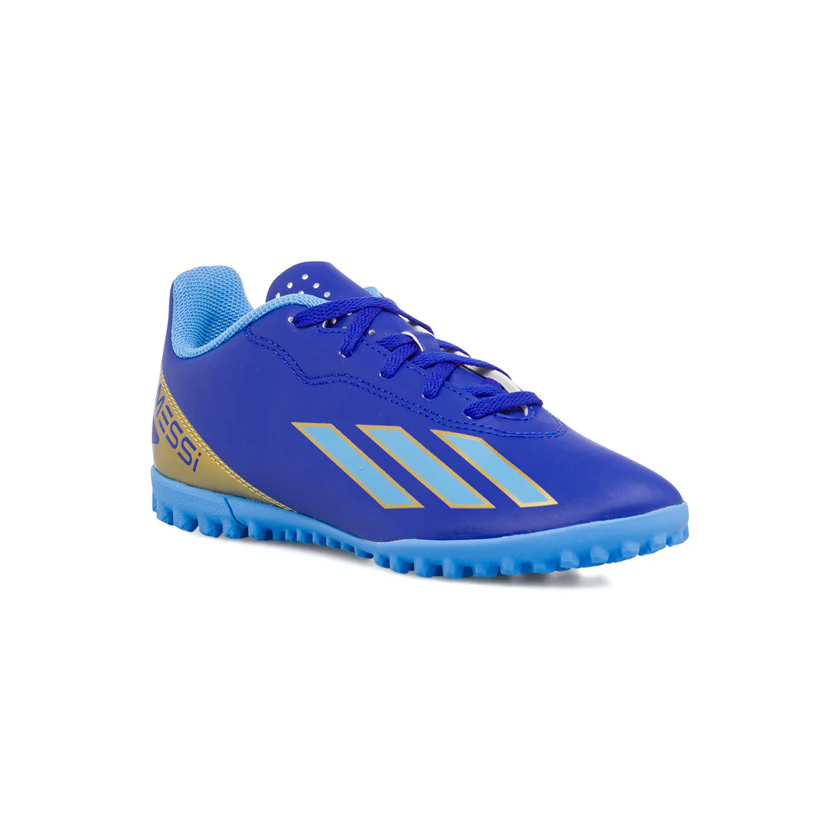 Scarpe da calcetto da ragazzo blu e oro adidas Crazyfast Club TF J Messi - Image 3