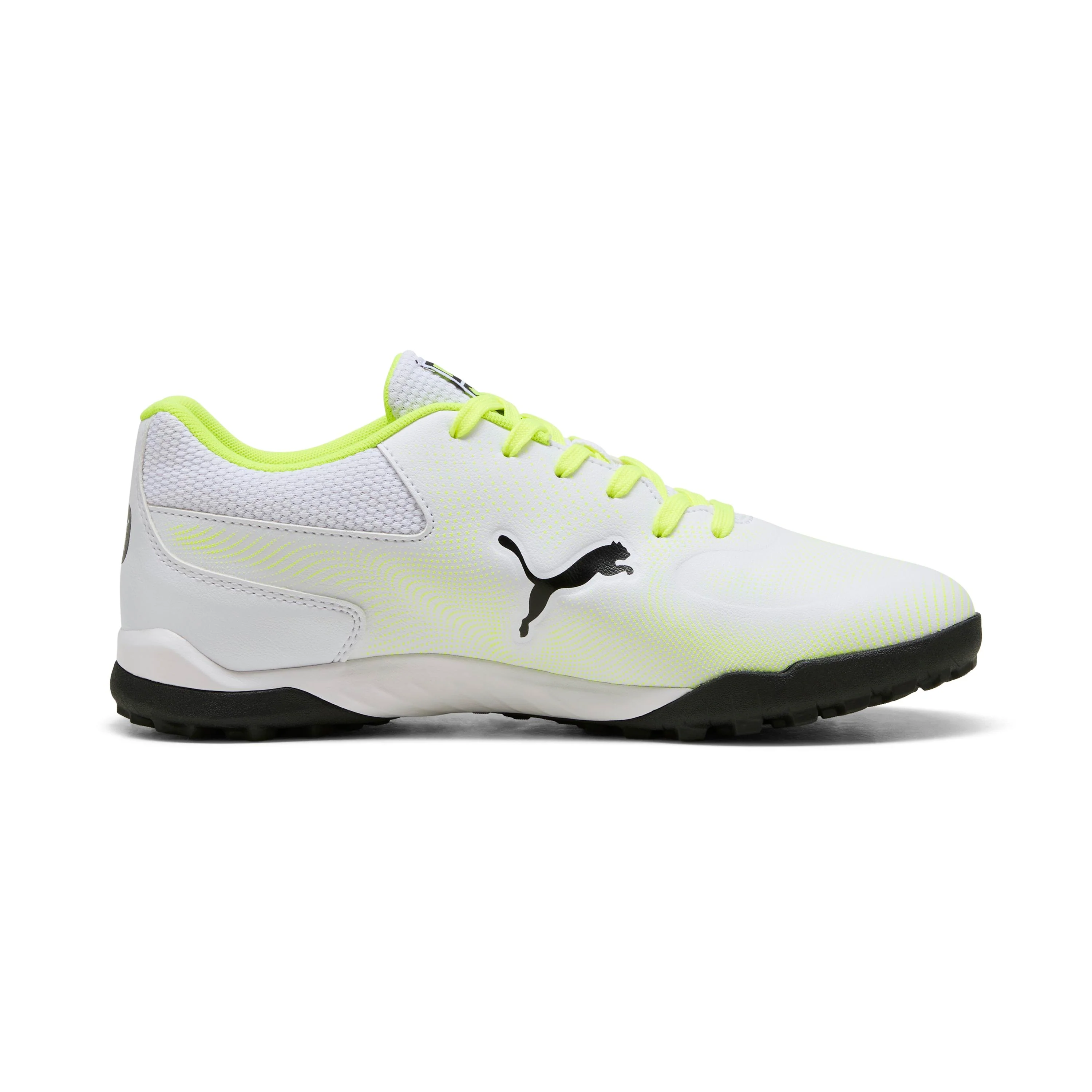 Scarpe da calcetto uomo bianche con dettagli neri e giallo fluo Puma Truco III TT - Image 3