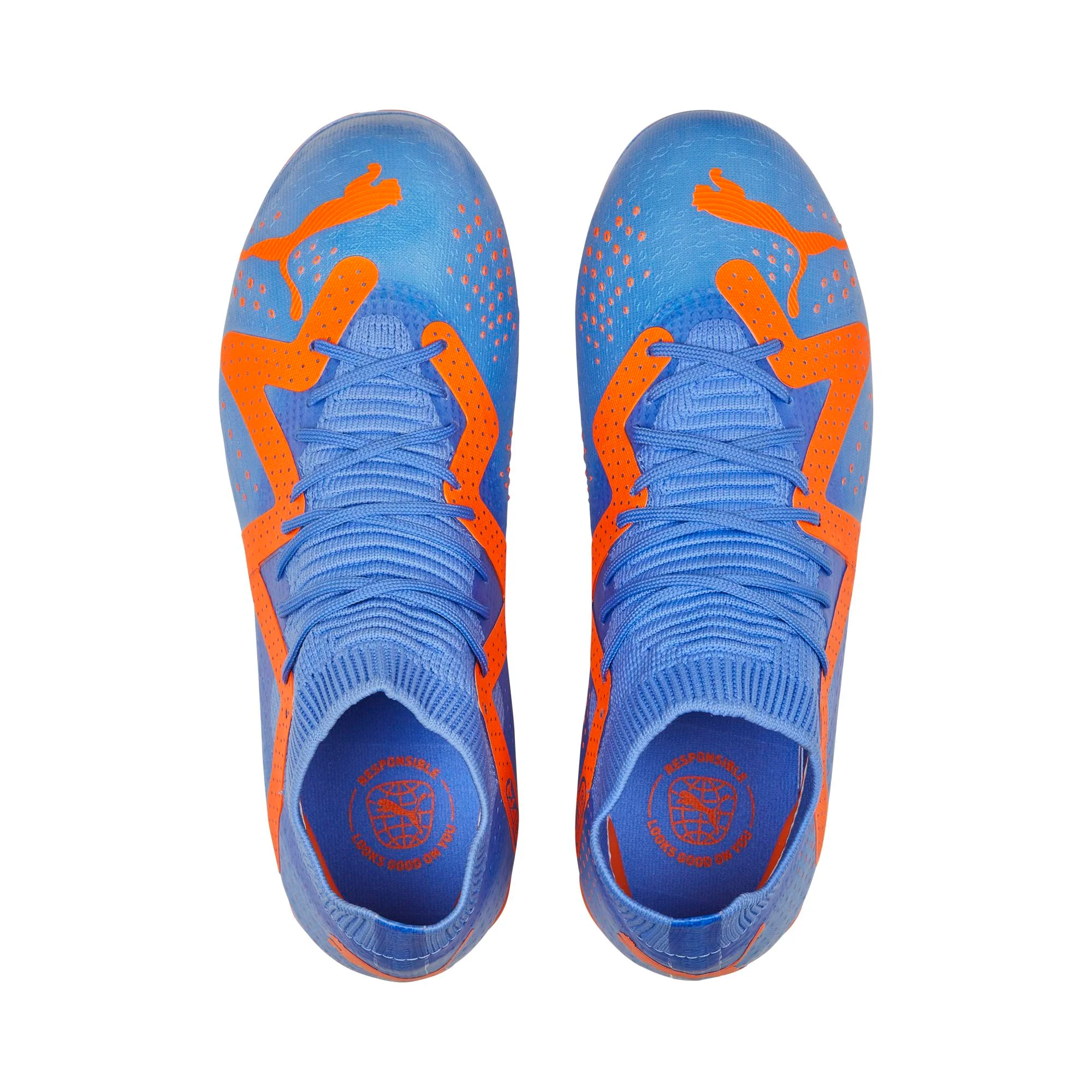 Scarpe da calcio azzurre e arancioni da ragazzo Puma Future Match FG/AG Jr - Image 5
