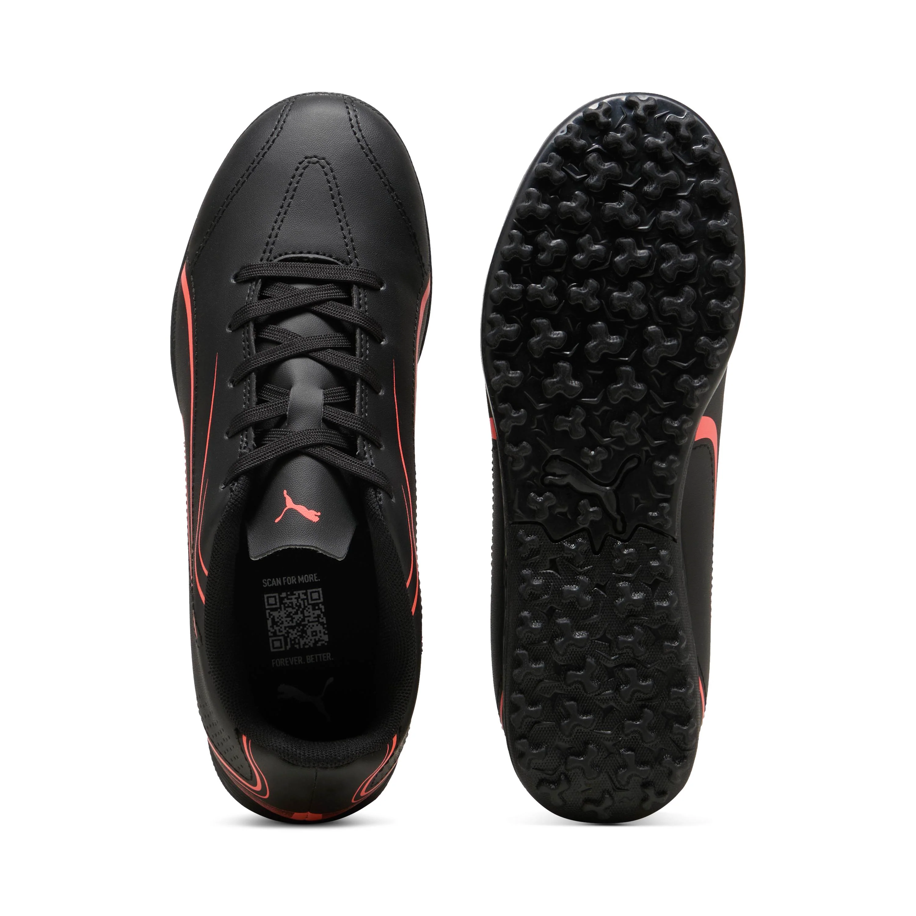 Scarpe da calcetto da Ragazzo Nere con logo Arancione Puma Vitoria - Image 3