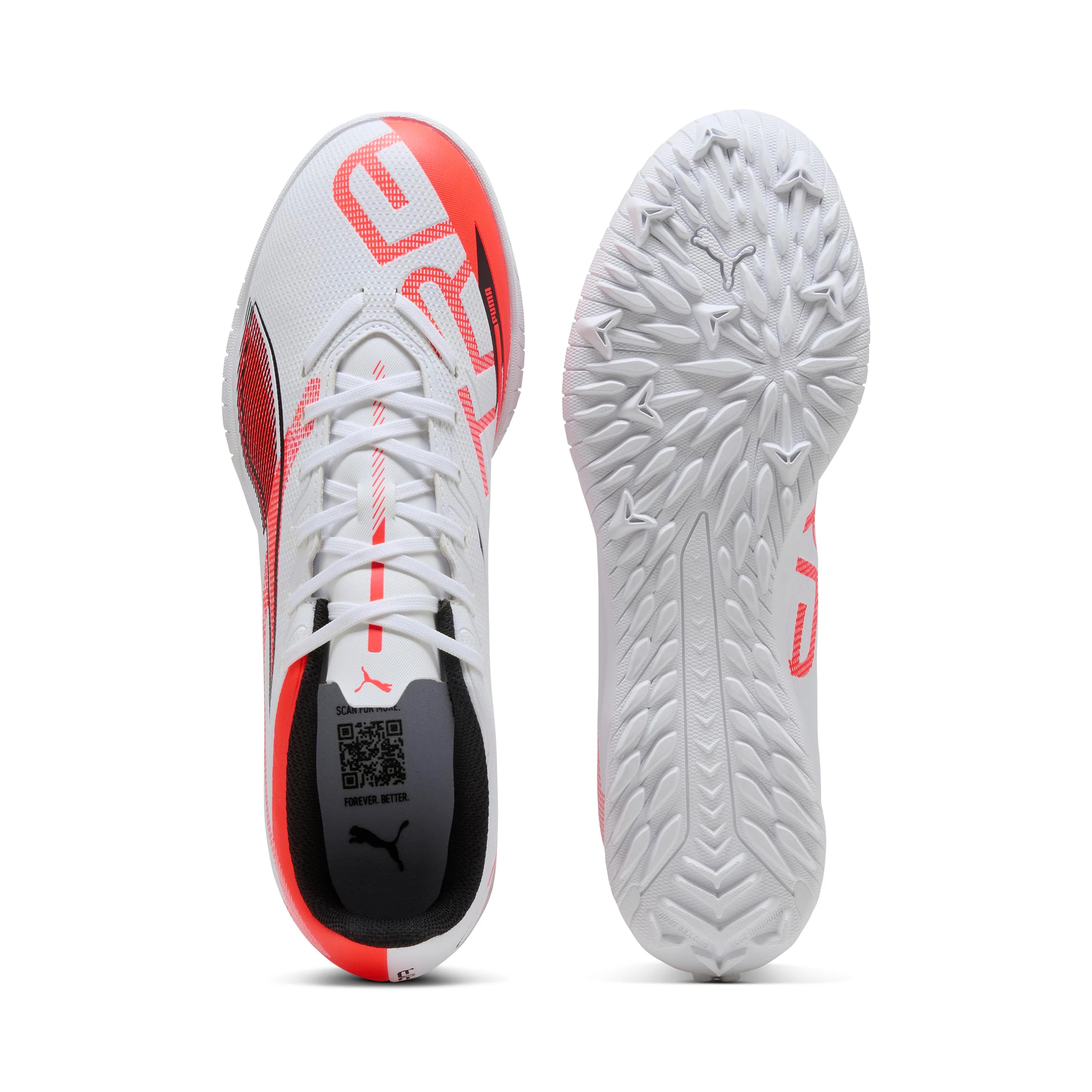 Scarpe da Calcetto da Uomo bianche con inserti in corallo Puma ULTRA 5 PLAY TT - Image 4