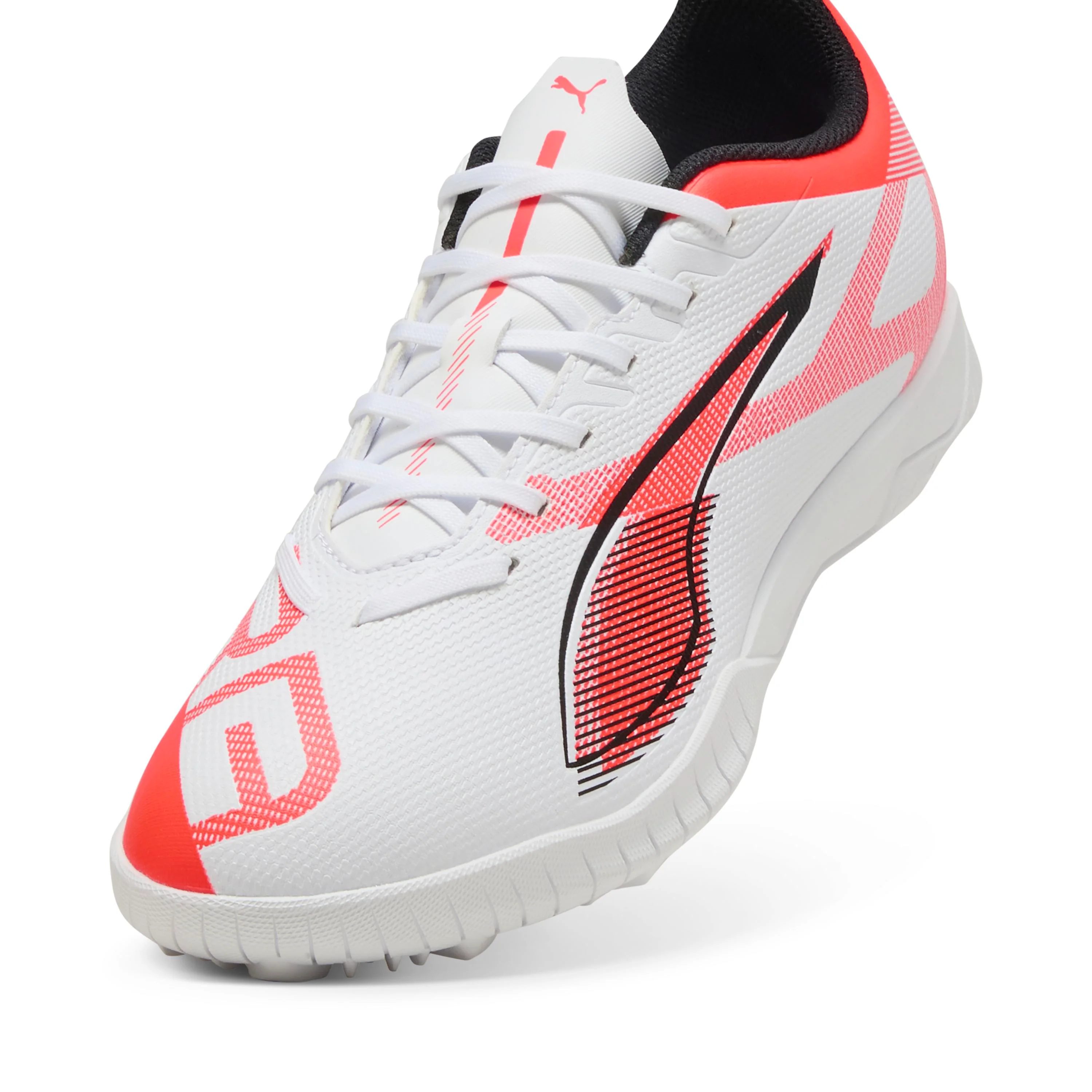 Scarpe da Calcetto da Uomo bianche con inserti in corallo Puma ULTRA 5 PLAY TT - Image 6