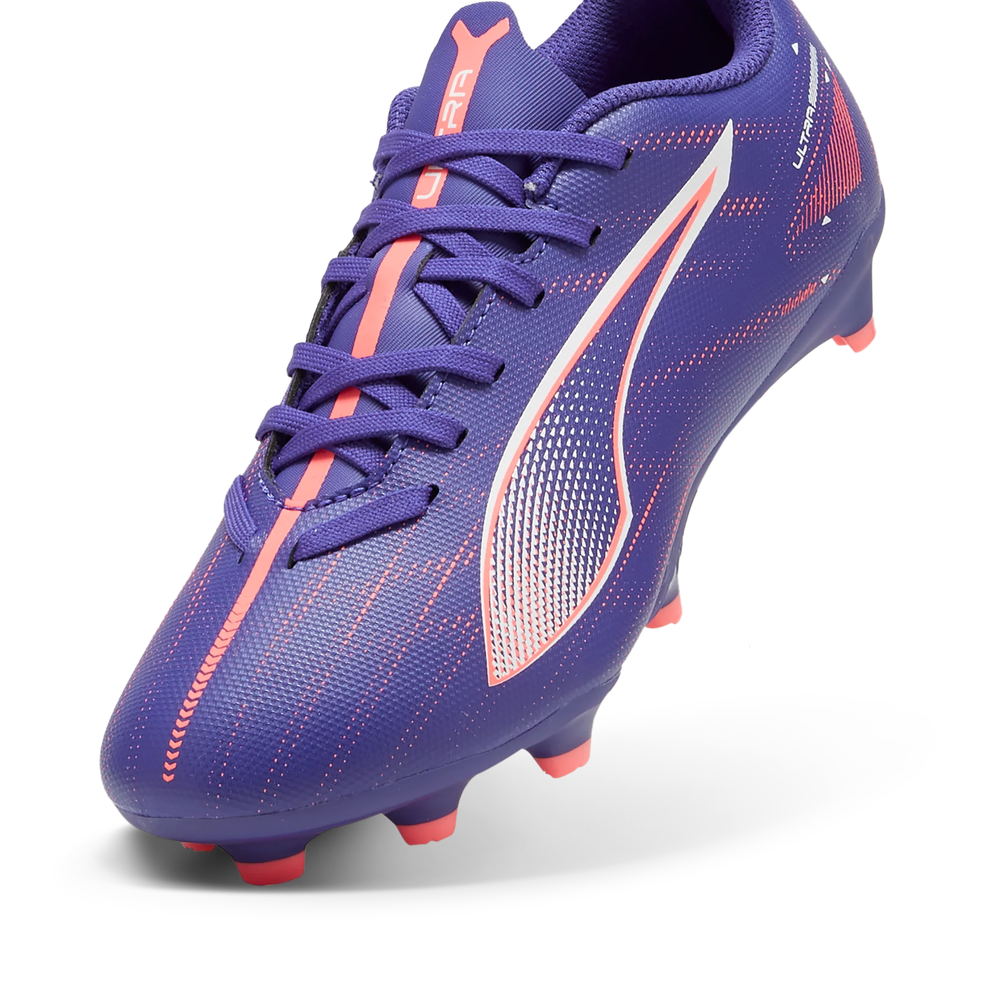 Scarpe da calcio viola e arancione da ragazzo Puma ULTRA 5 PLAY - Image 3