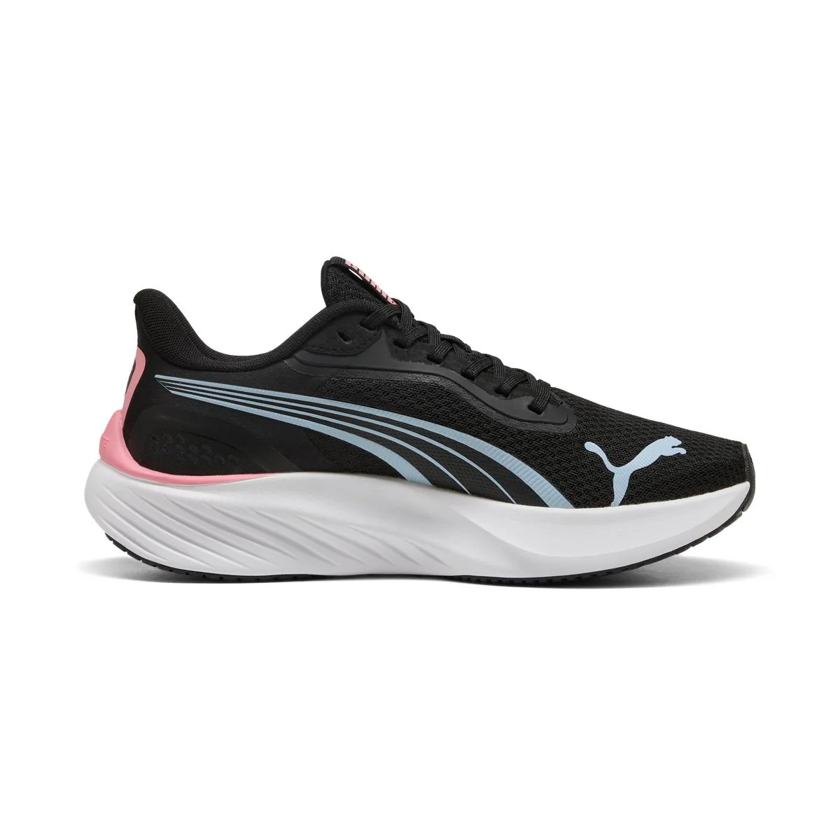 Scarpe da corsa nere donna con inserti rosa e azzurri Puma Pounce Lite - Image 3