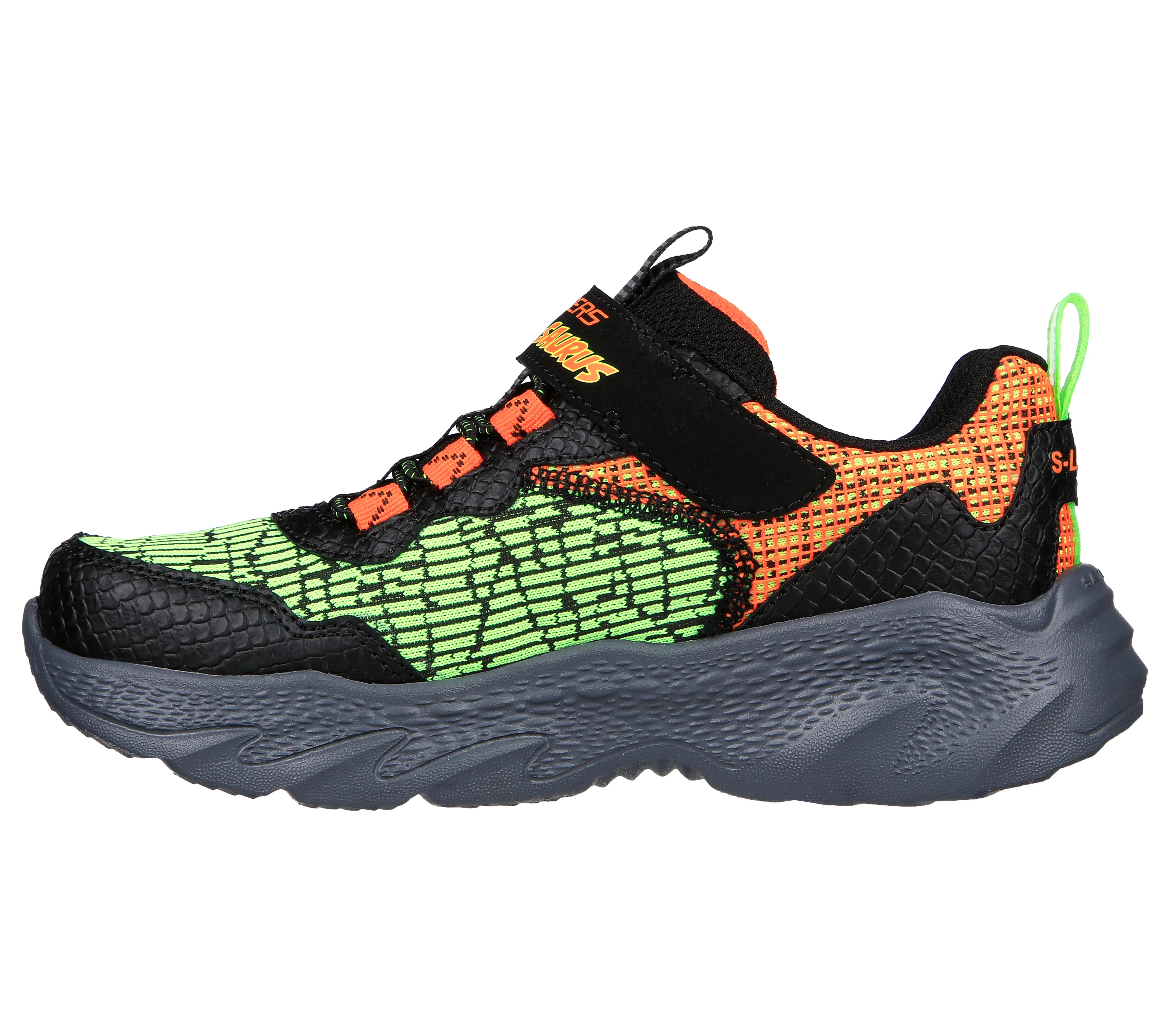 Scarpe da ginnastica arancioni e verdi da bambino con dinosauro e luci sulla tomaia Skechers Skech-O-Saurus - Dino-Lights - Image 4