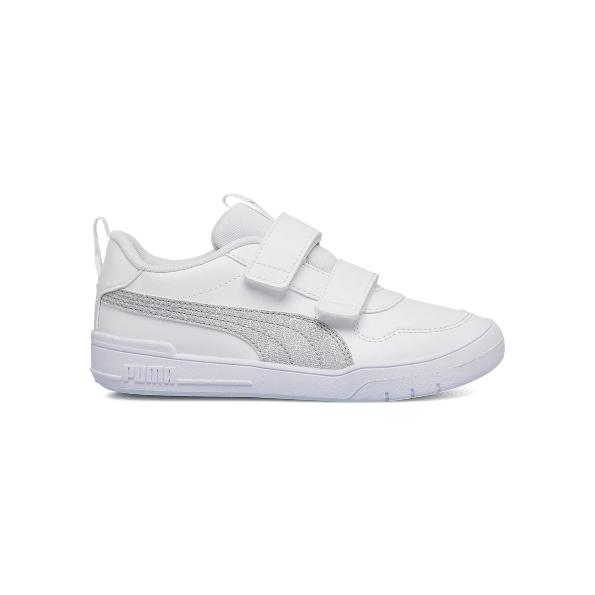 Scarpe da ginnastica bianche da bambina con striscia effetto glitterato Puma Multiflex Glitz FS V PS - Image 8