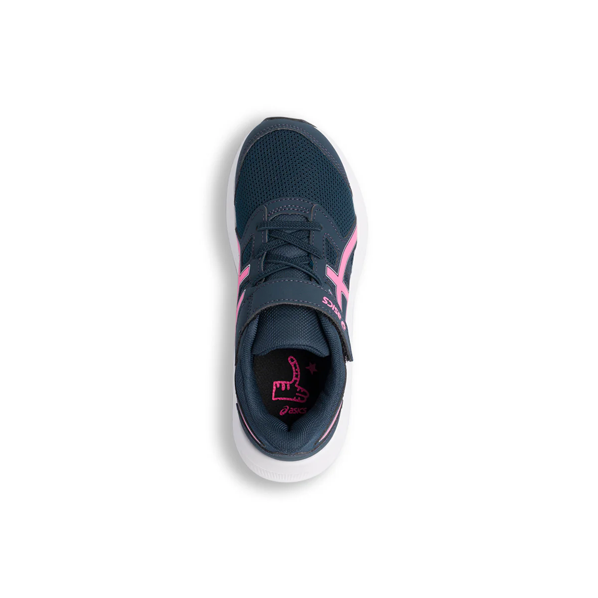Scarpe da ginnastica blu da bambina con logo laterale fucsia Asics Jolt 4 PS - Image 7