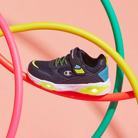 Scarpe da ginnastica blu da bambino con luci nella suola Champion Wave B PS