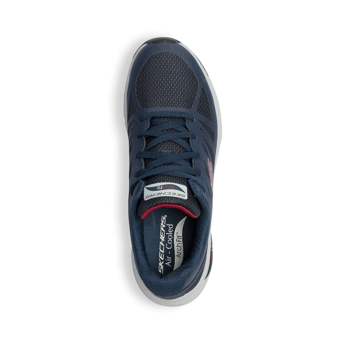Scarpe da ginnastica blu da uomo in tessuto mesh con soletta Air-Cooled Skechers Arch-Fit - Image 8