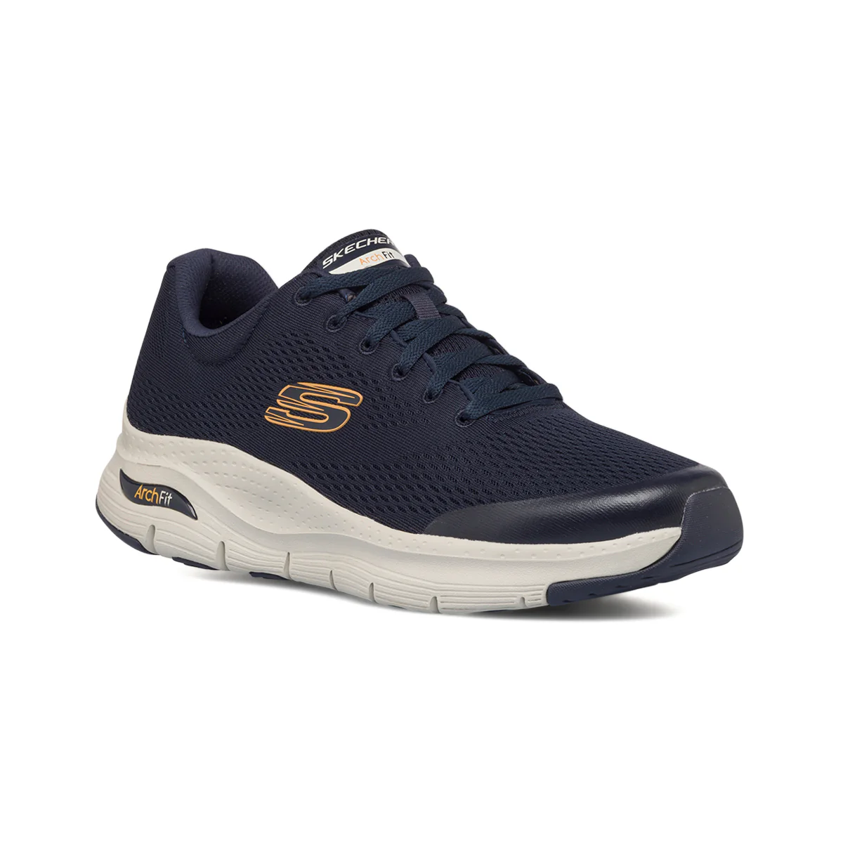Scarpe da ginnastica blu da uomo in tessuto mesh con soletta Air-Cooled Skechers Arch-Fit - Image 2