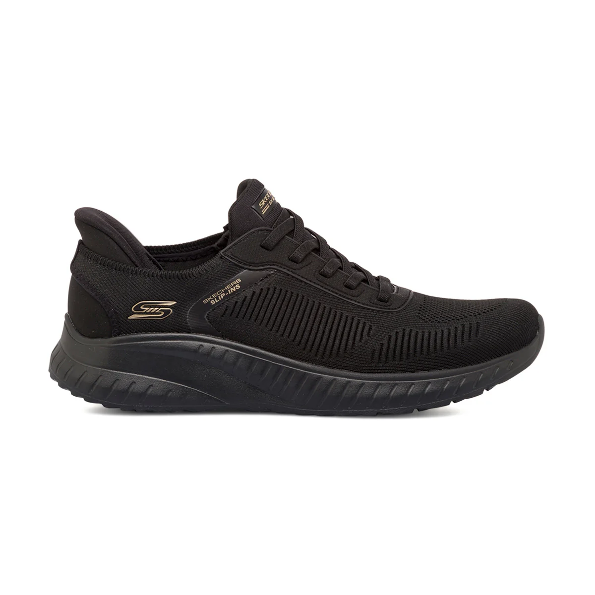 Scarpe da ginnastica da donna slip-on nere Skechers Squad Chaos